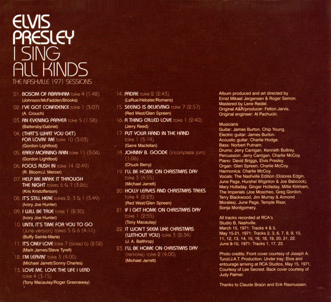 CD I Sing All Kinds The Nashville 1971 Sessions FTD 88697 03631-2