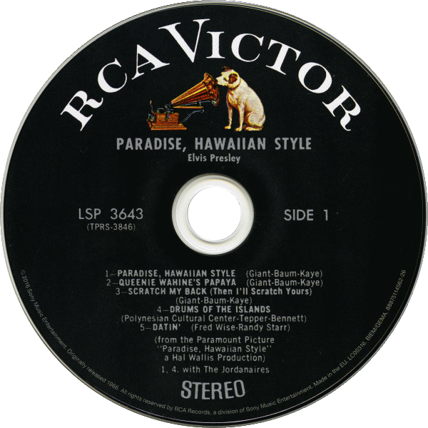 CD Paradise, Hawaiian Style RCA Victor LSP-3643