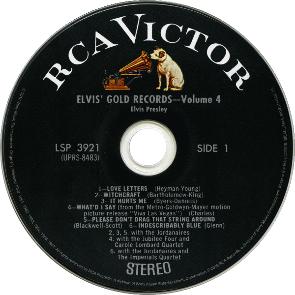 CD Elvis Gold Records Volume 4 RCA Victor LSP-3921