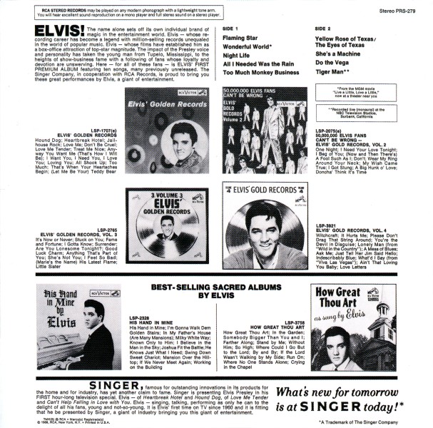CD Singer Presents Elvis Singing Flaming Star And Others RCA Victor TRS-279