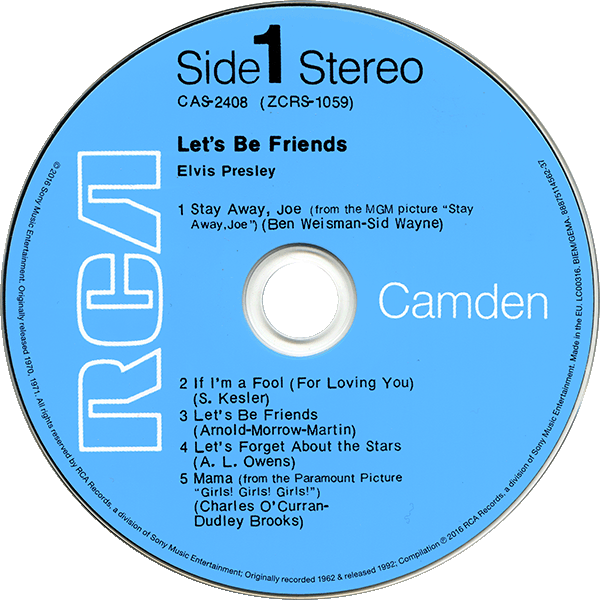 CD Let's Be Friends RCA Camdem CAS-2408
