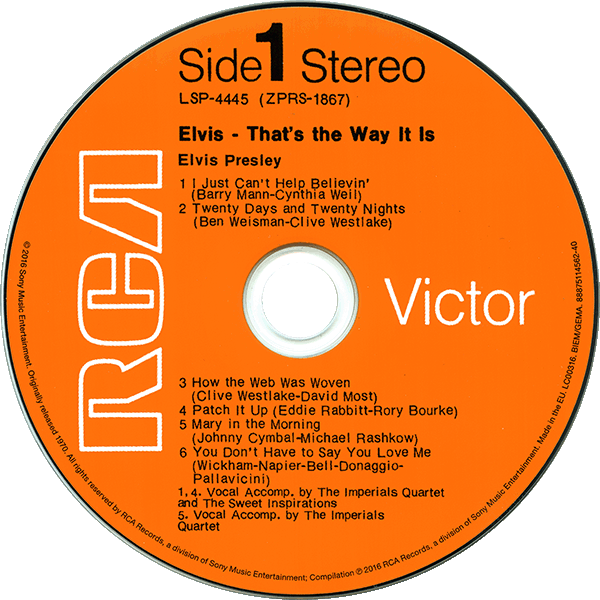 CD Elvis, That's The Way It Is RCA Victor LSP-4445