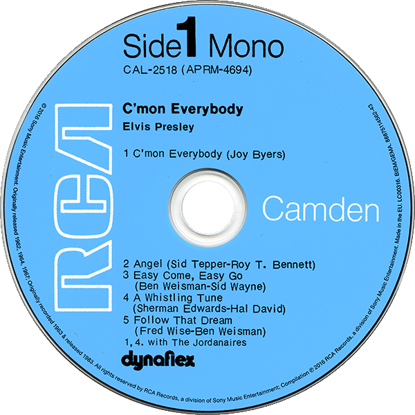 CD C'mon Everybody RCA Camdem CAL-2518