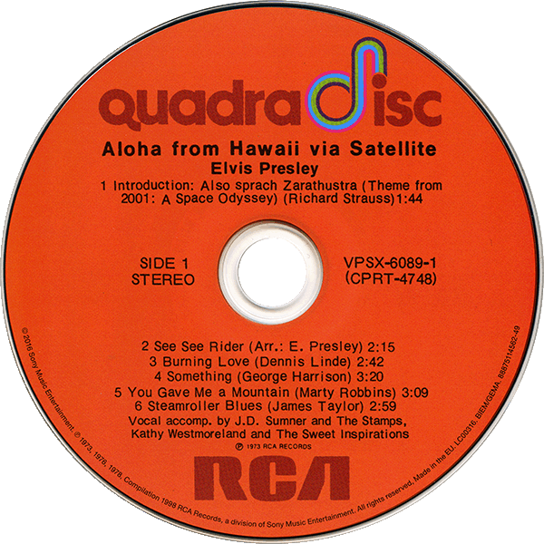 CD Aloha From Hawaii Via Satellite RCA Quadradisk VPSX-6089