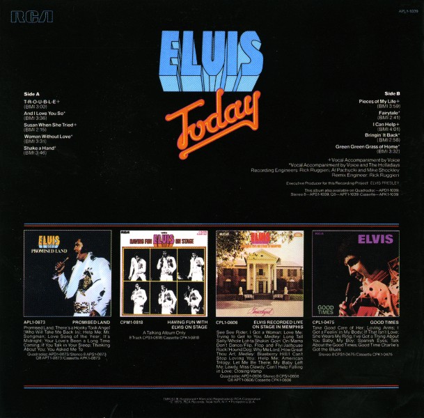 CD Elvis Today RCA Victor APL1-1039