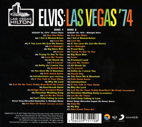 CD  Las Vegas '74 FTD 506020-975110