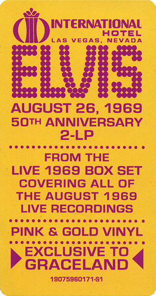 LP color International Hotel Elvis August 26, 1969 Sony RCA Legacy 19075960171
