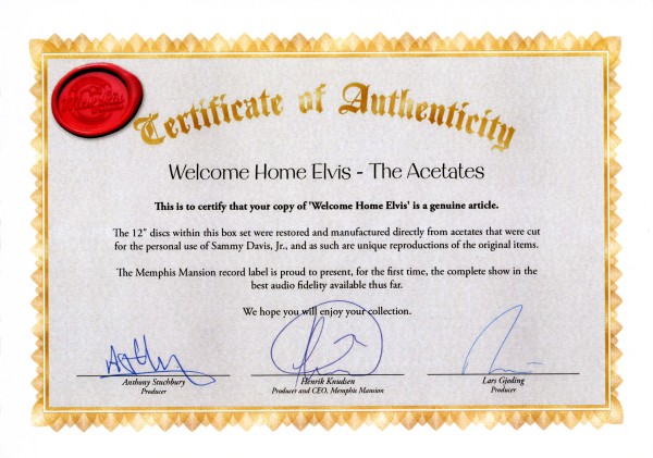 LP Welcome Home Elvis! The Acetates Memphis Mansion MMBS001-0221