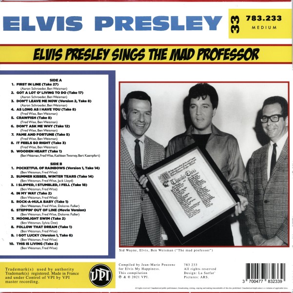 LP  Elvis Sings The Mad Professor VPI 783233