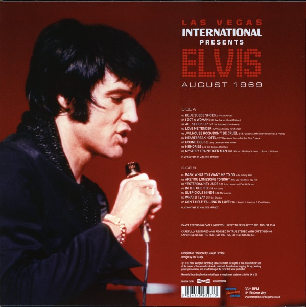 LP Las Vegas International Presents Elvis August 1969 MRS MRV400008069