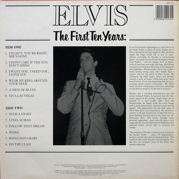 LP Elvis The First Ten Years - CDS 1213