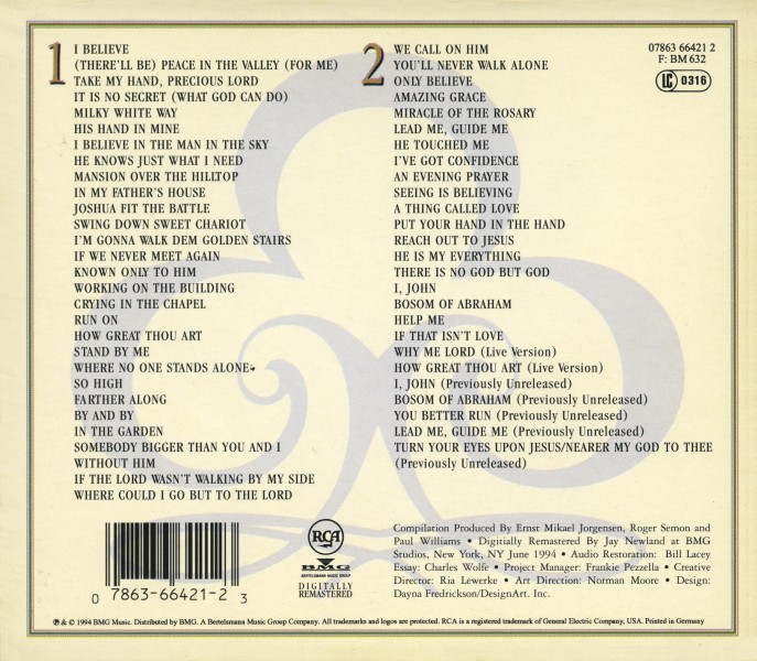 CD Amazing Grace His Greatest Sacred Performances RCA 66421-2