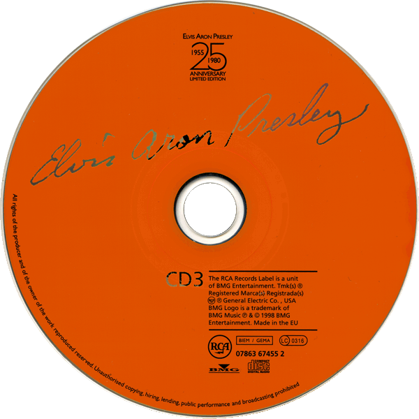 CD  Elvis Aron Presley  RCA 07863 67455-2