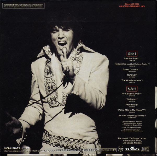 CD Mini LP RCA BMG Jp BVCM-37096 February 1970 On Stage