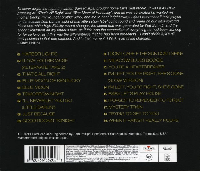 CD Elvis At Sun RCA 82876 61308-2