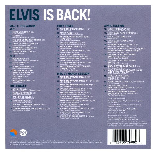 CD Elvis Is Back! FTD 82876-67968-2
