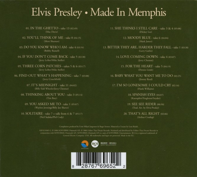 CD Elvis Presley Made In Memphis FTD 82876 76965-2