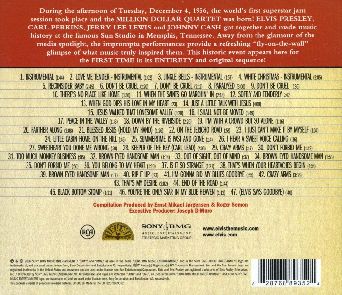 CD  The Complete Million Dollar Quartet RCA Sony BMG 82876 88935-2