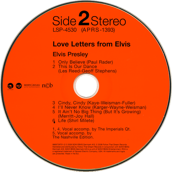 CD Love Letters From Elvis FTD 88697 29701-2