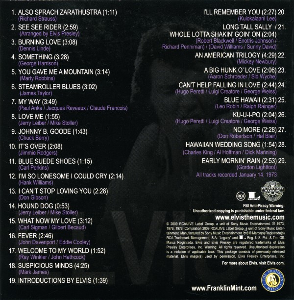 CD The Complete Masters Collection Vol 5: Complete Aloha From Hawaii Concert FM RCA Legacy 88697 61258 2