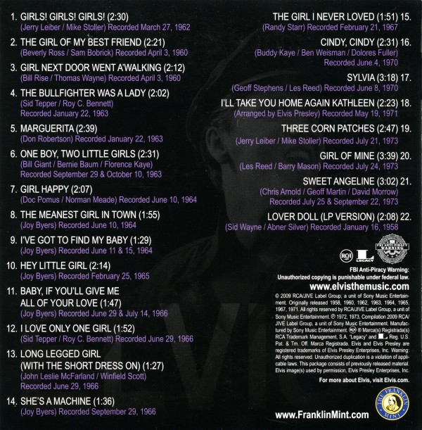 CD The Complete Masters Collection Vol 17: Girls! Girls! And More Girls! FM RCA Legacy 88697 61273 2