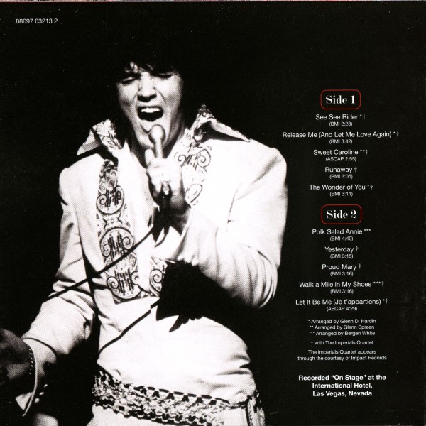 CD Elvis On Stage Sony RCA Legacy 88697 63213-2
