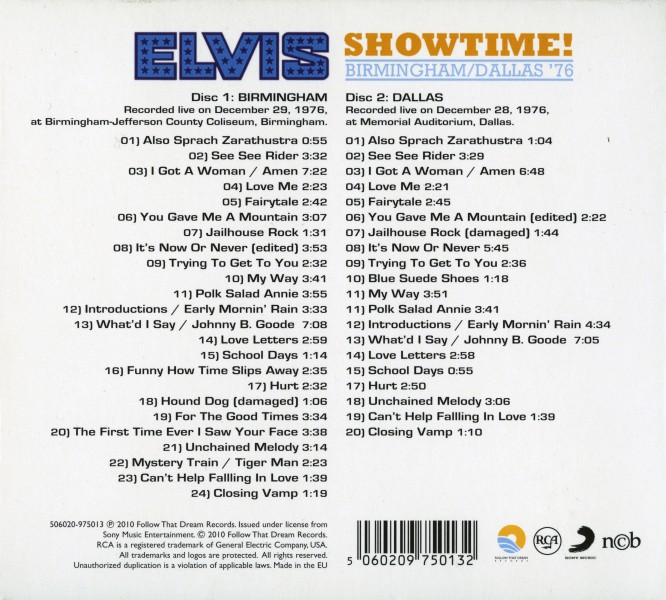 CD Elvis Show Time Birmingham-Dallas 76  FTD 506020-975013