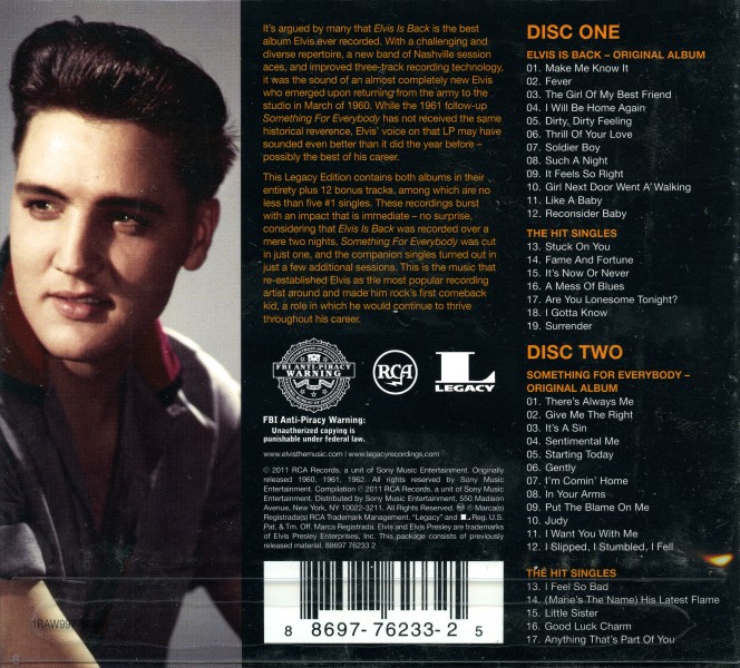CD Elvis Is Back Legacy Edition 88697 762332