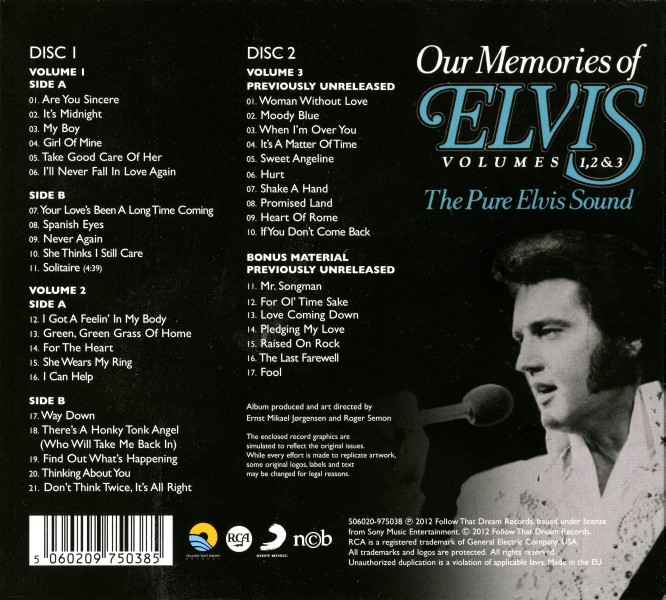 CD Our Memories Of Elvis Volume 1,2&3 The Pure Elvis Sound FTD 506020-975038