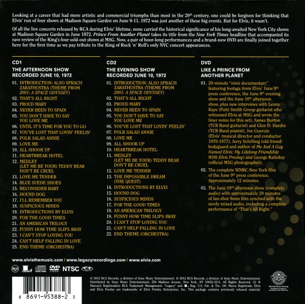 CD-DVD RCA Legacy Elvis Prince From Another Planet RCA Legacy 88691953882