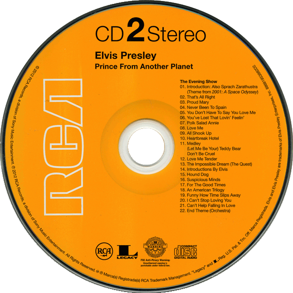 CD-DVD RCA Legacy Elvis Prince From Another Planet RCA Legacy 88691953882