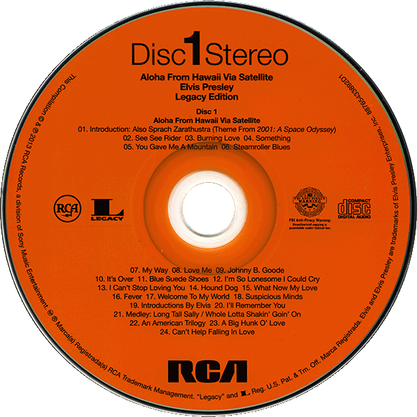 CD Aloha From Hawaii Via Satellite Sony RCA Legacy 88765433892