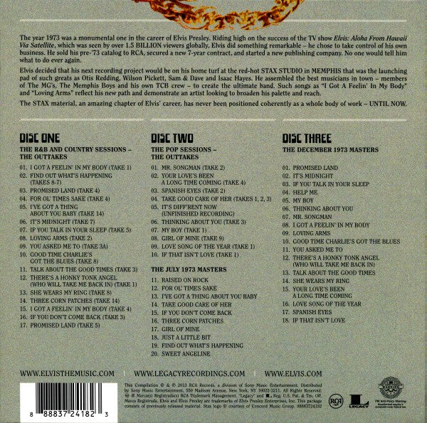 CD Elvis At Stax Sony RCA Legacy 88883724182MC1