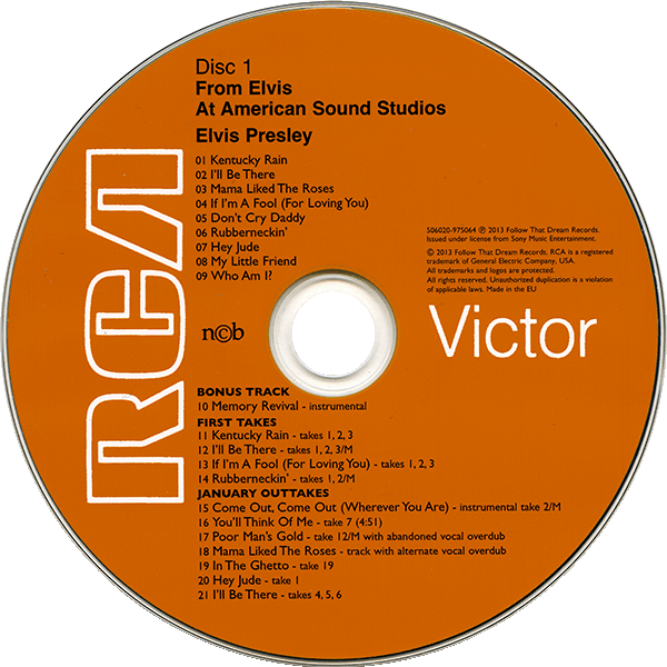 CD From Elvis At American Studio FTD 506020-975064