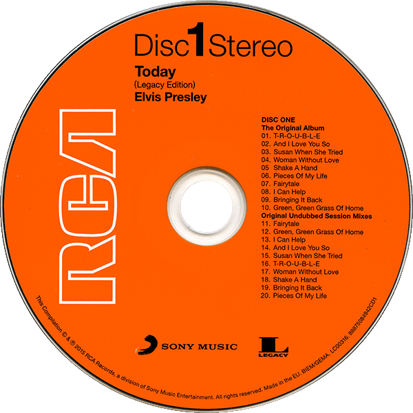 CD Elvis Today Sony RCA Legacy 88875084942