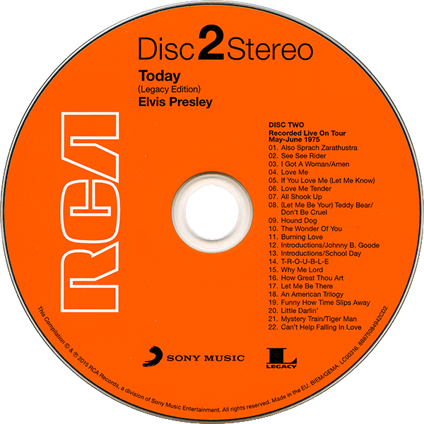 CD Elvis Today Sony RCA Legacy 88875084942