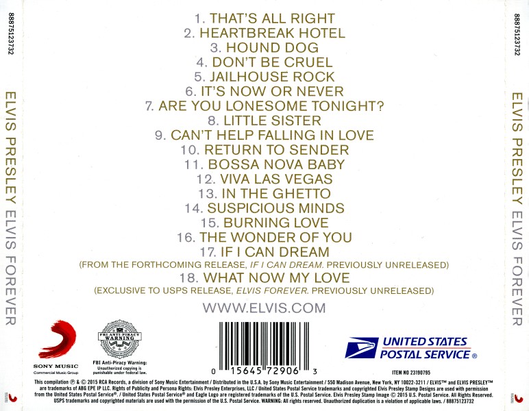 CD Elvis Forever Sony Music USPS 88875123732
