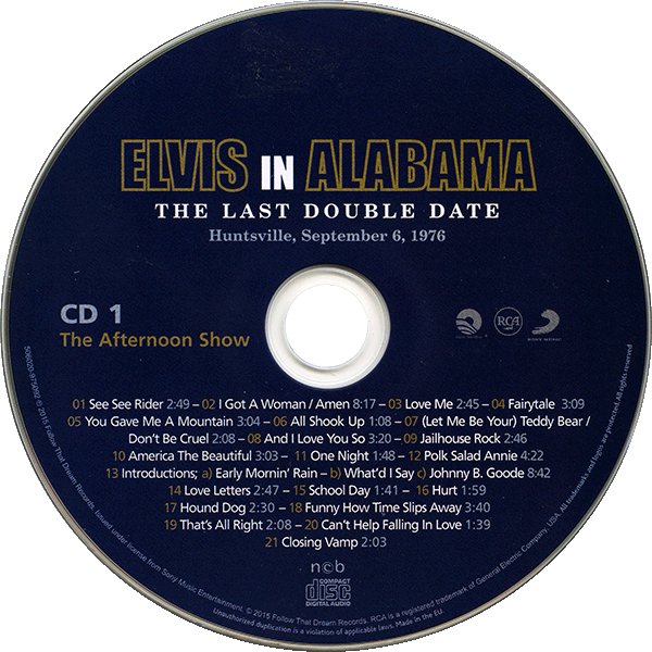 CD Elvis In Alabama The Last Double Date FTD 506020-975092