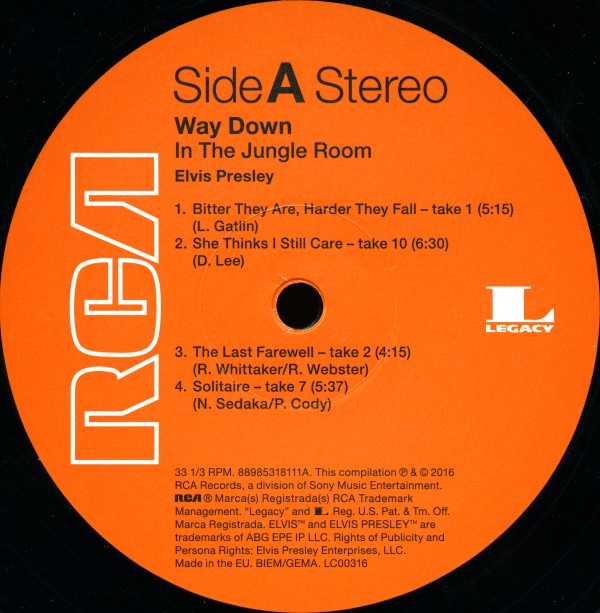 LP Way Down In The Jungle Room RCA Legacy Sony 88985318111