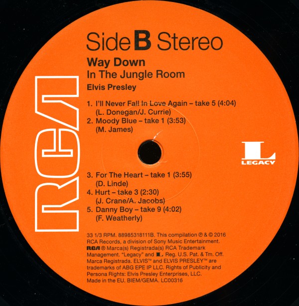 LP Way Down In The Jungle Room RCA Legacy Sony 88985318111