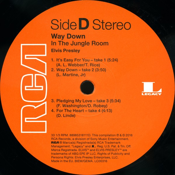 LP Way Down In The Jungle Room RCA Legacy Sony 88985318111