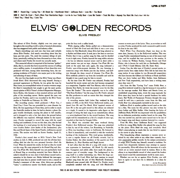 CD  Elvis Golden Records RCA Victor LPM-1707