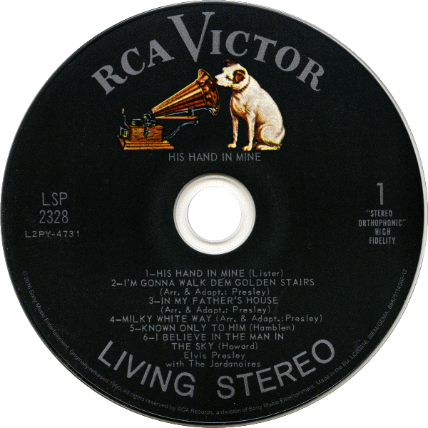 CD His Hand In Mine RCA Victor LSP-2328