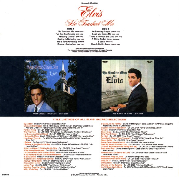 CD He Touched Me RCA Victor LSP-4690