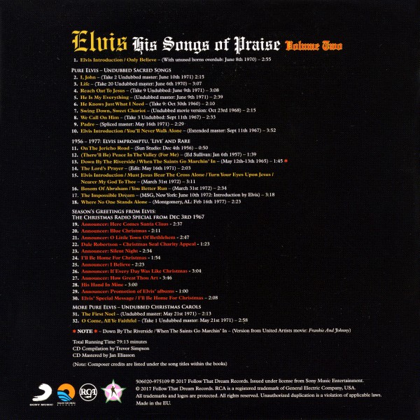 CD  Book His Songs Of Praise Volume Two FTD 506020-975109