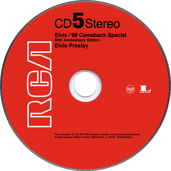 CD-Bluray '68 Comeback Special 50th anniversary edition  Sony RCA Legacy 19075884022