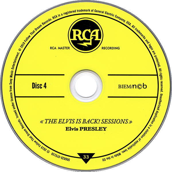 CD  The Elvis Is Back! Sessions FTD 506020-975139