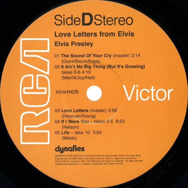 LP Love Letters From Elvis  FTD 506020-978143