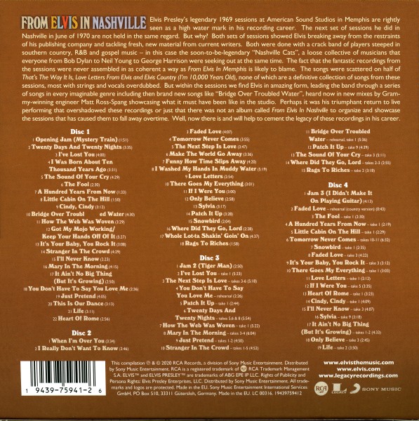 CD From Elvis In Nashville RCA Legacy Sony 19439759412