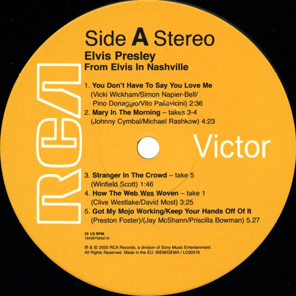 LP From Elvis In Nashville RCA Legacy Sony 19439759421
